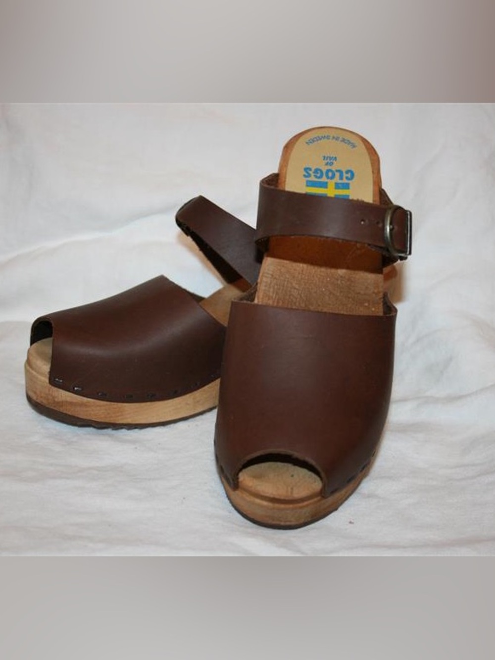 Tessa Clogs High Heel Tab Peep Toe Mikaela Sandal Clog size 40 US 8.5 / 9 - Picture 2 of 10